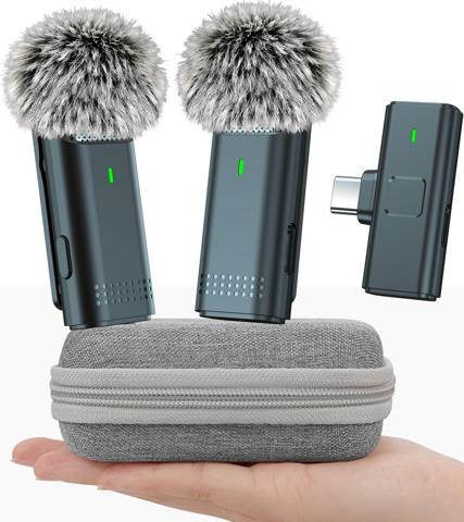 PowerDeWise Microfono Lavalier Wireless Per IPhone - Compatibile Con IPhone 7-14 E IPad, Set Da 2, Per Video E Vlog