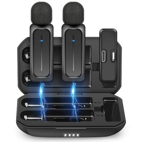 Microfono Wireless Lavalier Per IPhone, Android E PC – Mini Clip Con Riduzione Rumore 3 Livelli, 30m Di Portata E 6h Di Batteria
