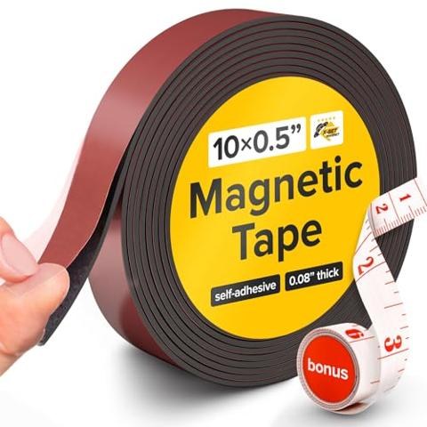 Flexible Magnetic Tape – 1 Inch X 10 Feet, Strong Self-Adhesive Strip For Craft, Fridge, Whiteboard & DIY