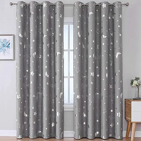 No. 918 Celestial Celestial Print Panel De Cortina Semitransparente Con Ojales, 48 X 84 Pulgadas