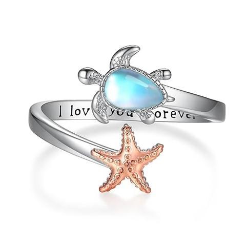 OreilleStar Anillo De Ansiedad Para Mujer, Anillo Giratorio, Anillo Para Ansiedad, Juguetes Para Adultos, Anillos Giratorios De Acero Inoxidable, Plata, Arcoíris, Tamaño 8, Banda De Luna Y Estrella