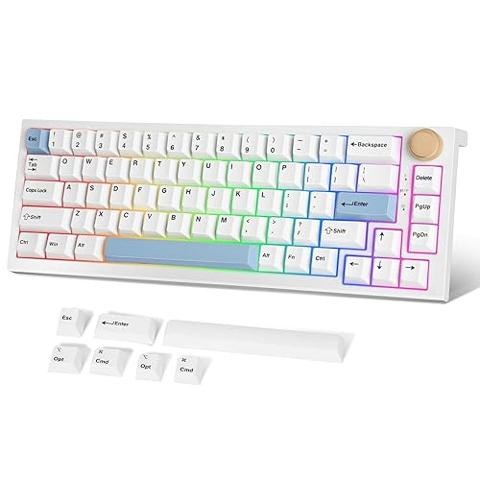 Keychron V1 75% Teclado Mecánico Con Cable, Programable QMK/VIA, Interruptores Rojos Intercambiables En Caliente, Compatible